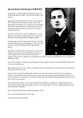 A preview of a PDF biography for Worthington, Jack Herbert